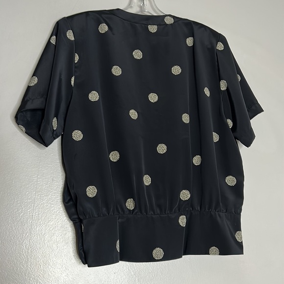 TanJay Vintage v neck shirt sleeve crop kimono top black size 10 full moon - Picture 6 of 6